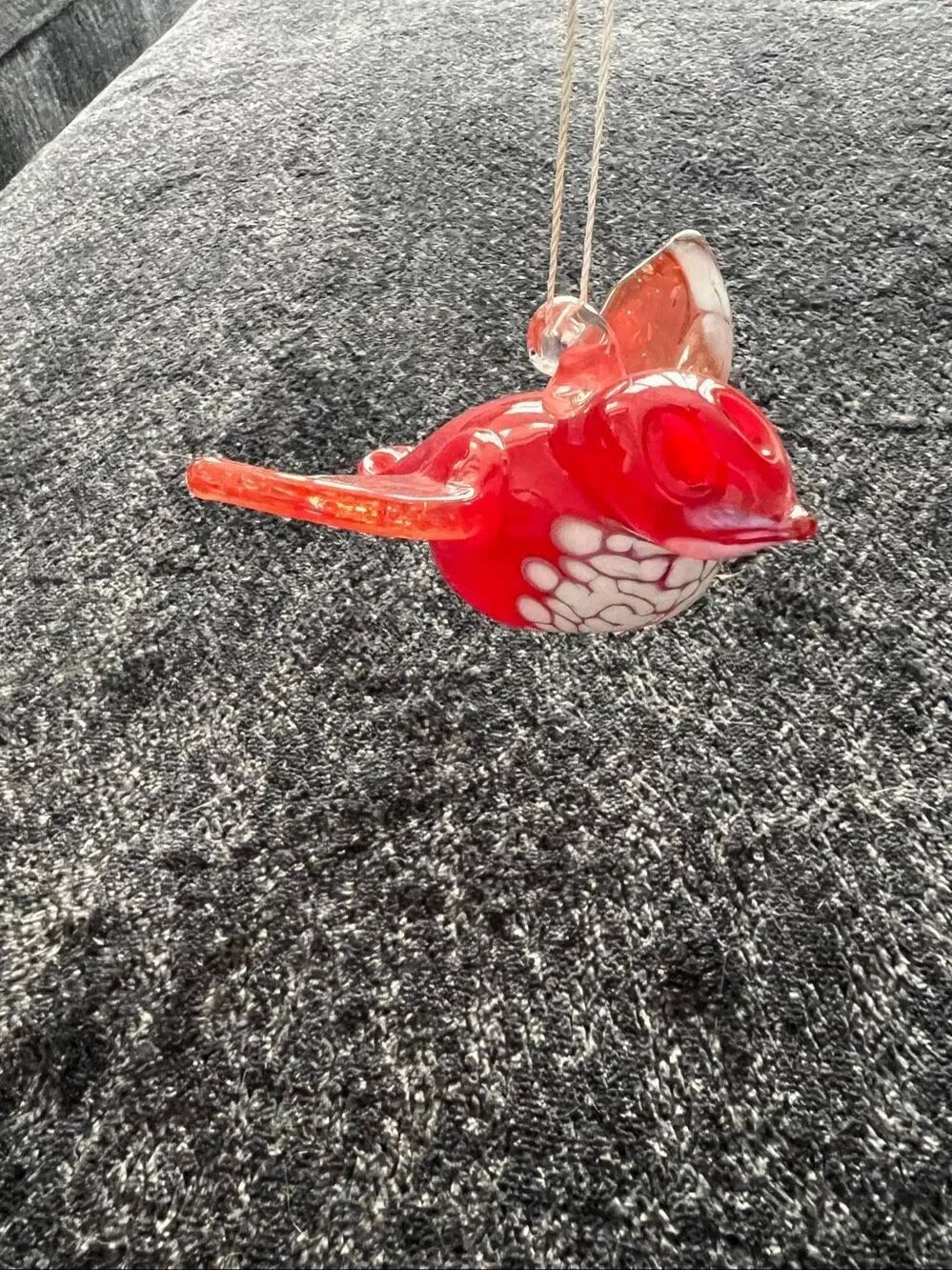 Handcrafted Red Glass Bird Ornament
